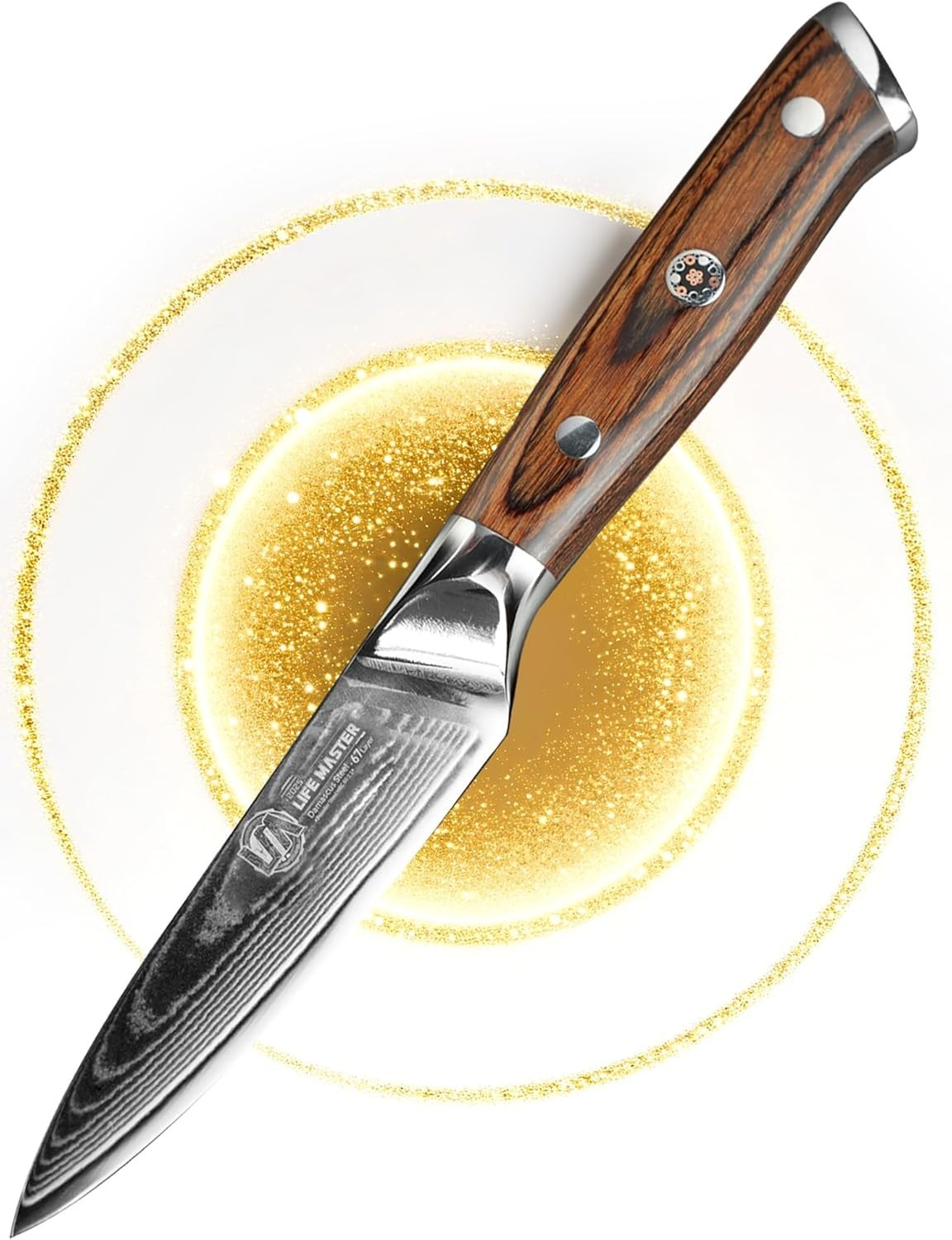 Damascus Paring Knife – Collectible 3.5 Inch Utility Knife with Pakkawood Handle