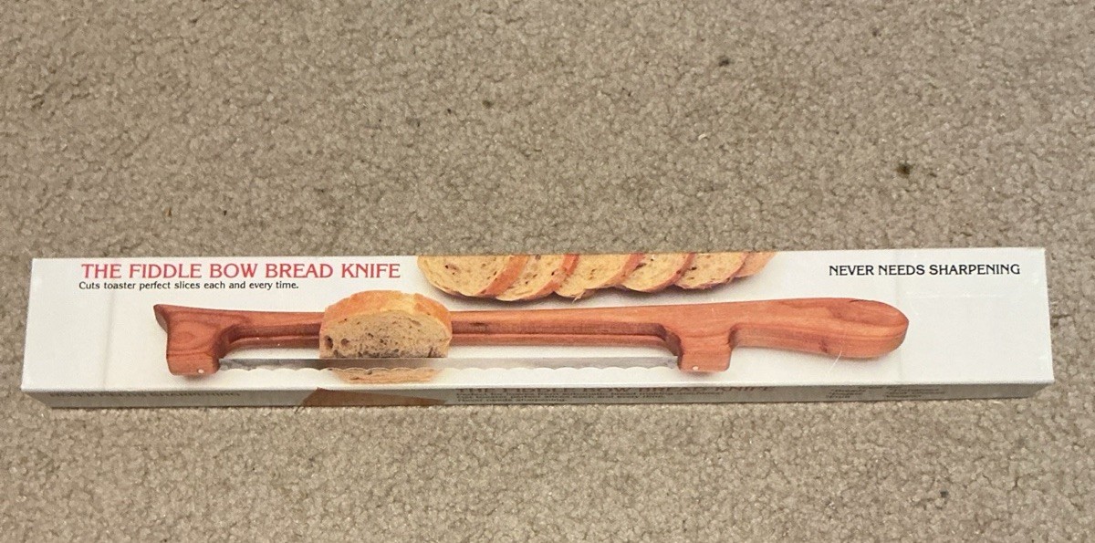 The Fiddle Bow Bread Knife Handmade Mountain Woods Cherry Wood 15.5”