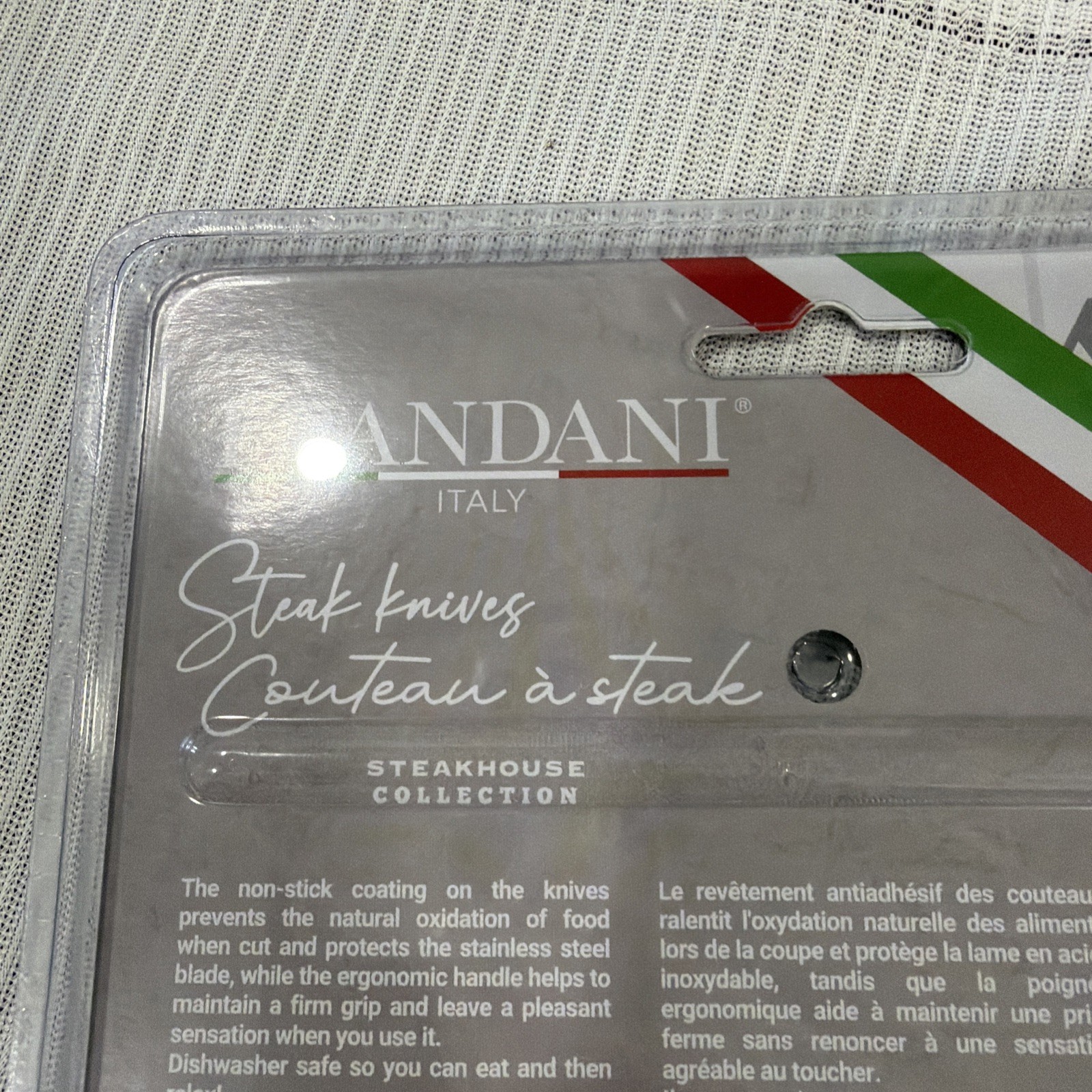 SET OF (4) AUTHENTIC BRANDANI BLACK HANDLE SERATED STEAK KNIFES Italy inox rare