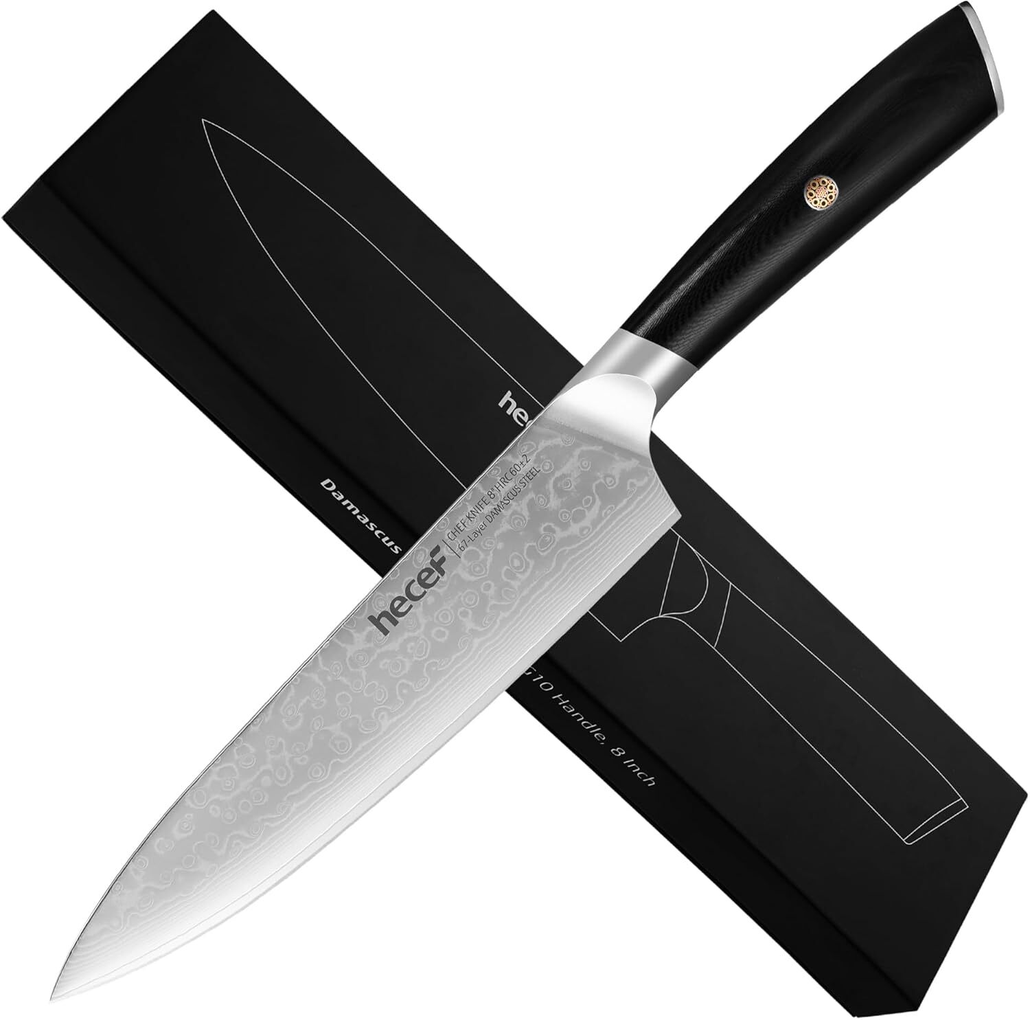 8in Damascus Knife 67-Layer Steel Stainless Steel Chef Knife G10 Resin Handle