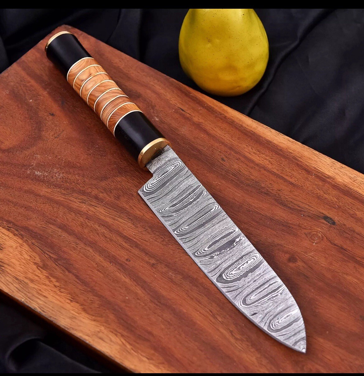 Handmade Damascus Fixed Blade Chef Knife Utility Kitchen Knives Best Gift