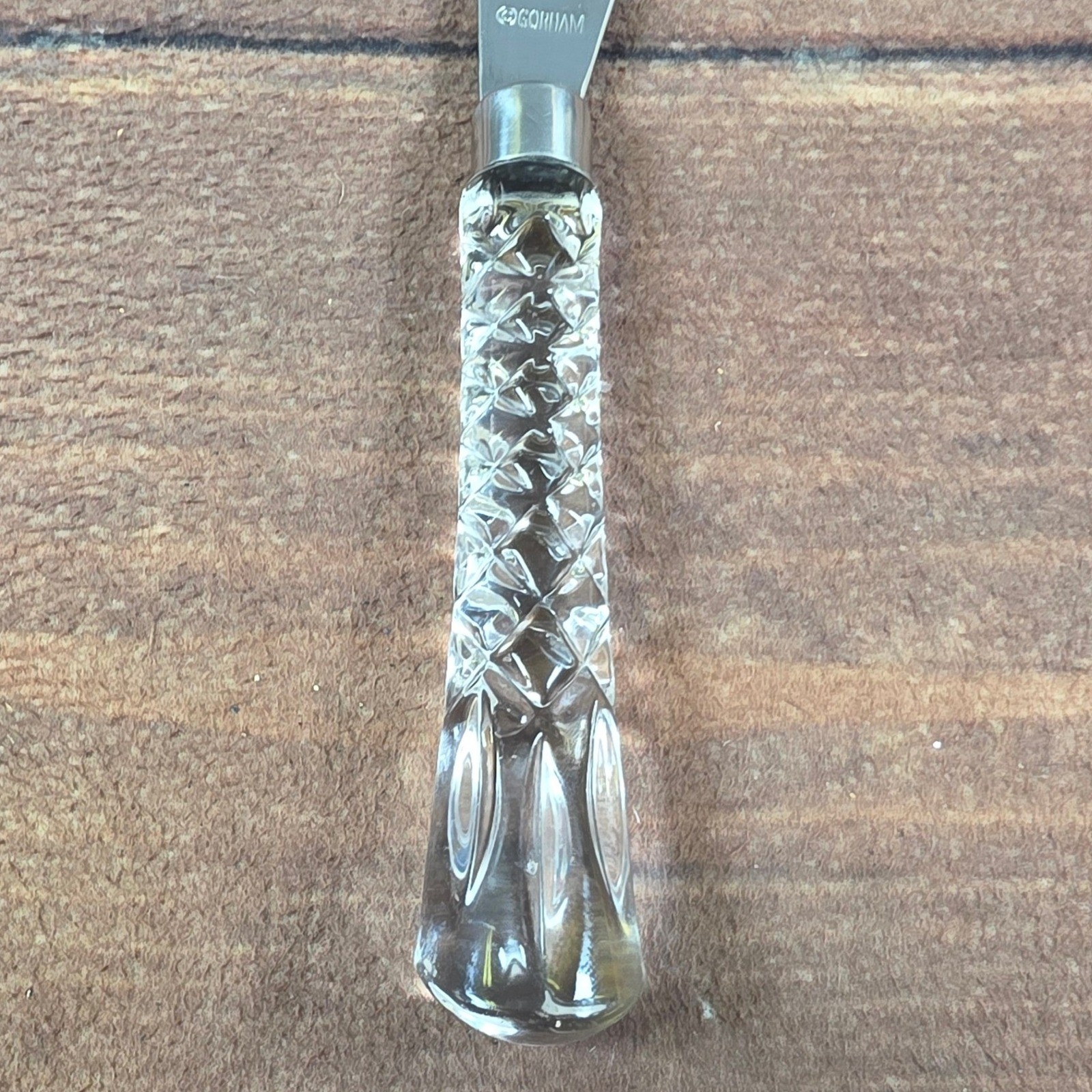 Gorham Steak Knife Adult 13″ Clear Good Serrated Blade Crystal Handle
