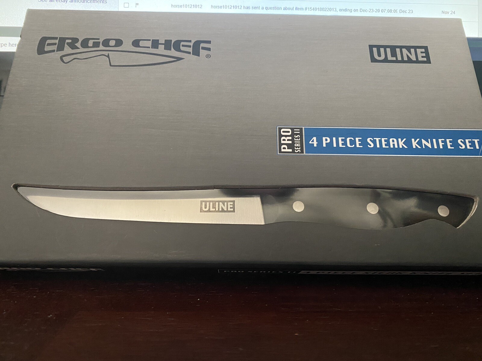 NEW Unopened ULINE Ergo Chef 4 Piece Steak Knife Set PRO SERIES II 