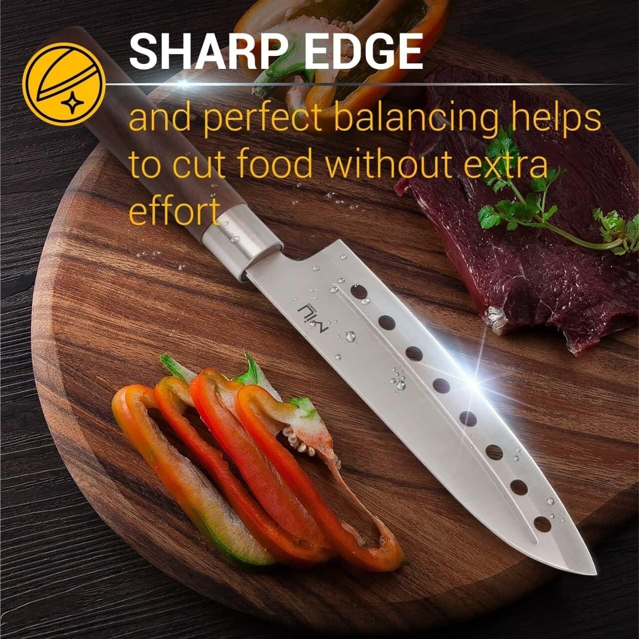 MIU France 7″ Chef Knife – Santoku Style | Buy 1 2 5 10 Pack Options