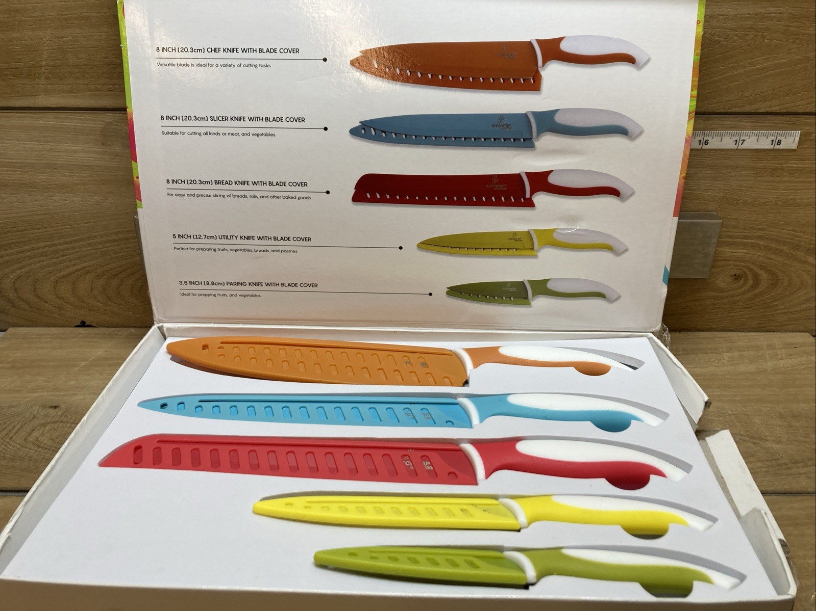 12-Piece Knife Set, 6 Knives with 6 Blade Guards – Amazon Basics Multi Color