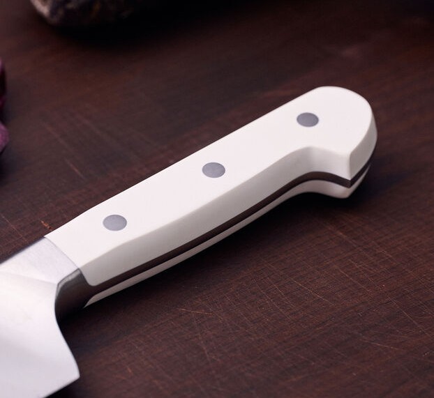 8-inch, Chef’s Knife, Ergonomic White Polymer, Triple-Rivet Handle, Comfort