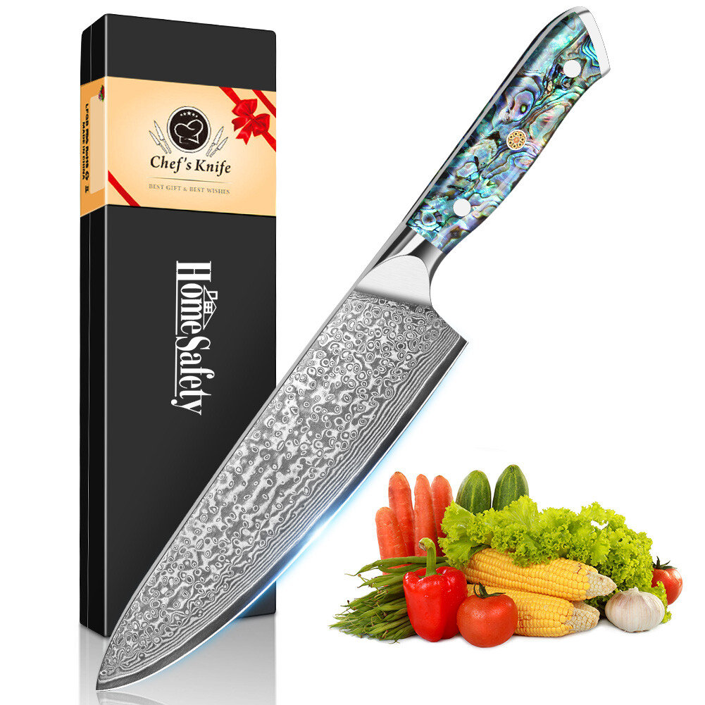 8 Inch Damascus Kitchen Knife Chef Knife Damascus steel Cleaver Knife Gift box