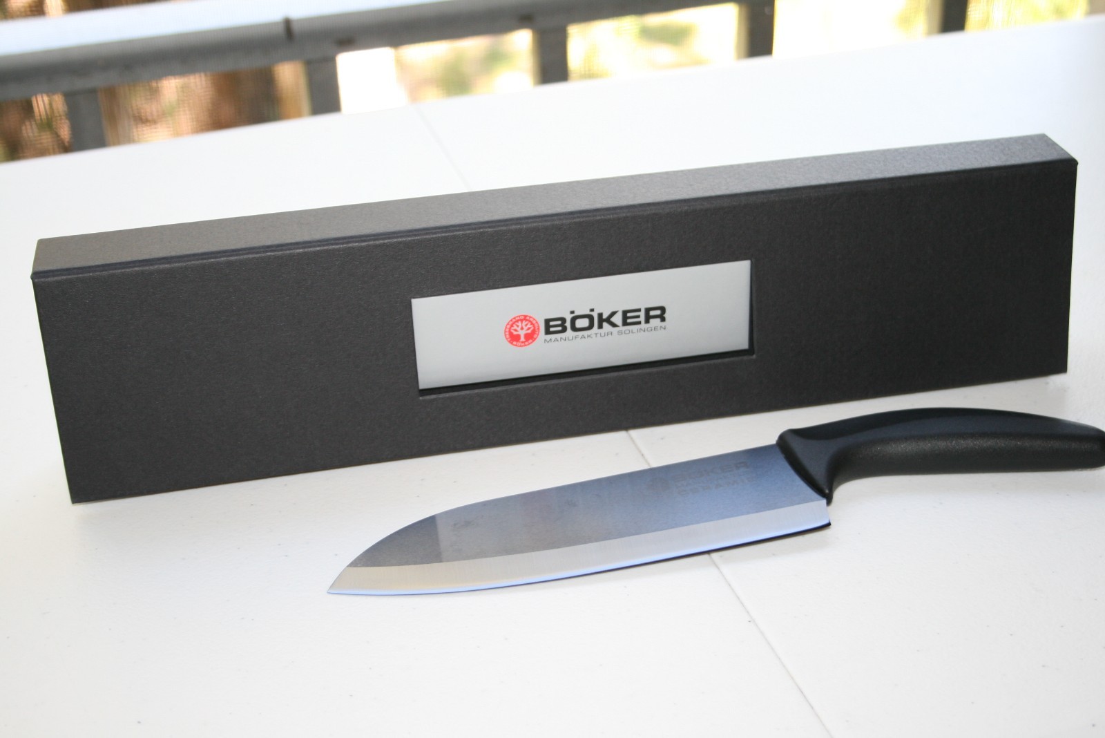 Boker Ceramic Santoku Knife 7″ Black Blade, Delrin Handle – 130C4S