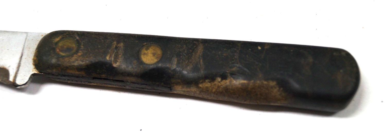 Vtg Ka-Bar Carbon Chrome Kitchen Knife Black Bakelite Handle 8″ in Blade B253