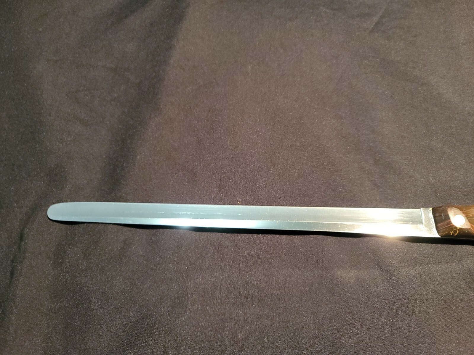 Vintage Cutco No. 24 9.5″ Bread Slicing Knife Brown Swirl Handle Current =1724