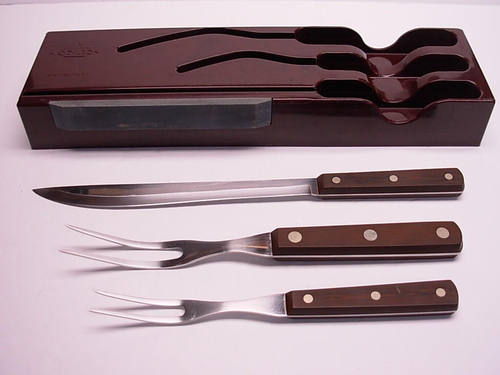Cutco Set Carving Knife 33, Forks 36 & 37, Storage Tray 41 Sharpener Vintage