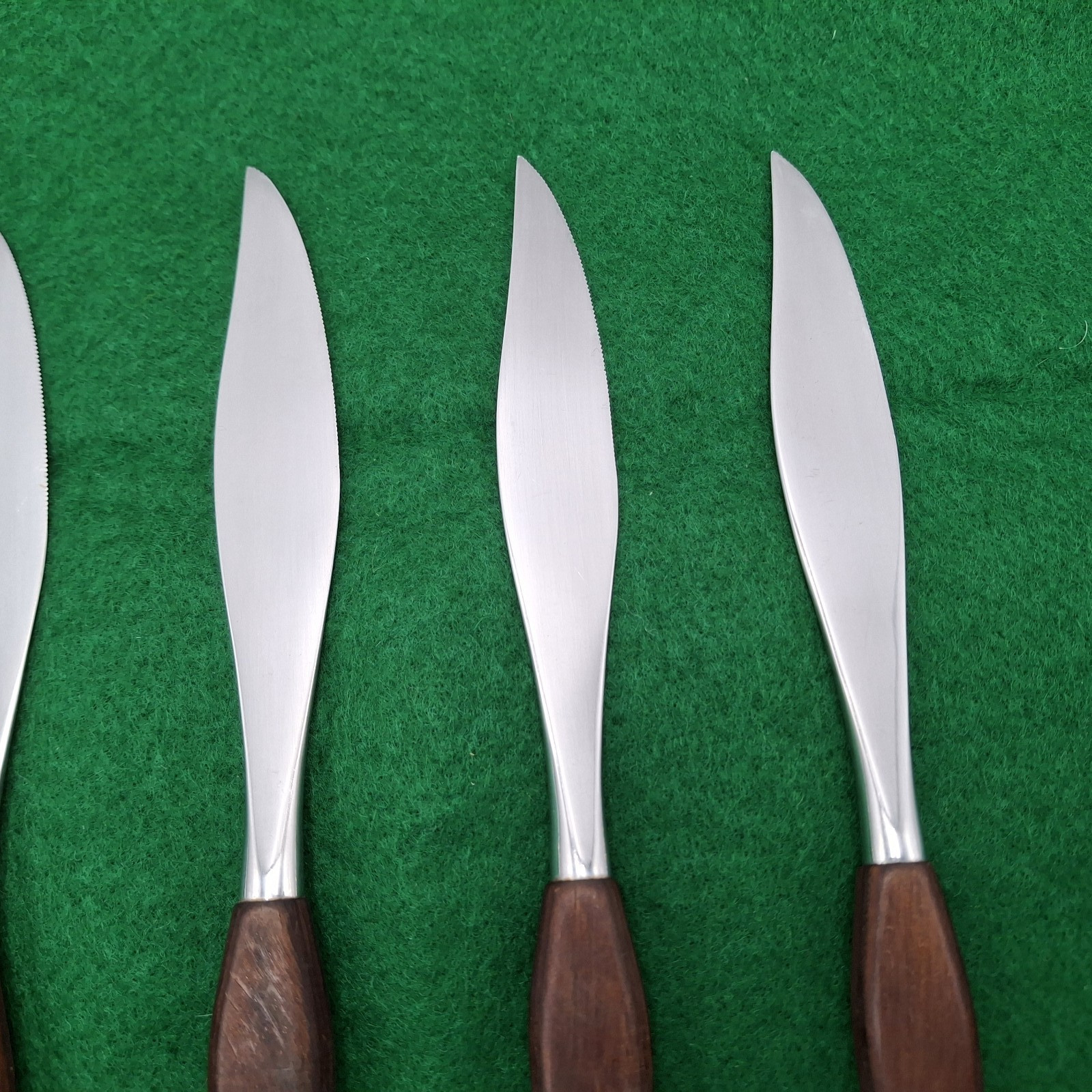 Fleetwood Designer Steak Knife Set Of 6 Danish Mid Century Modern Teak Stainless
