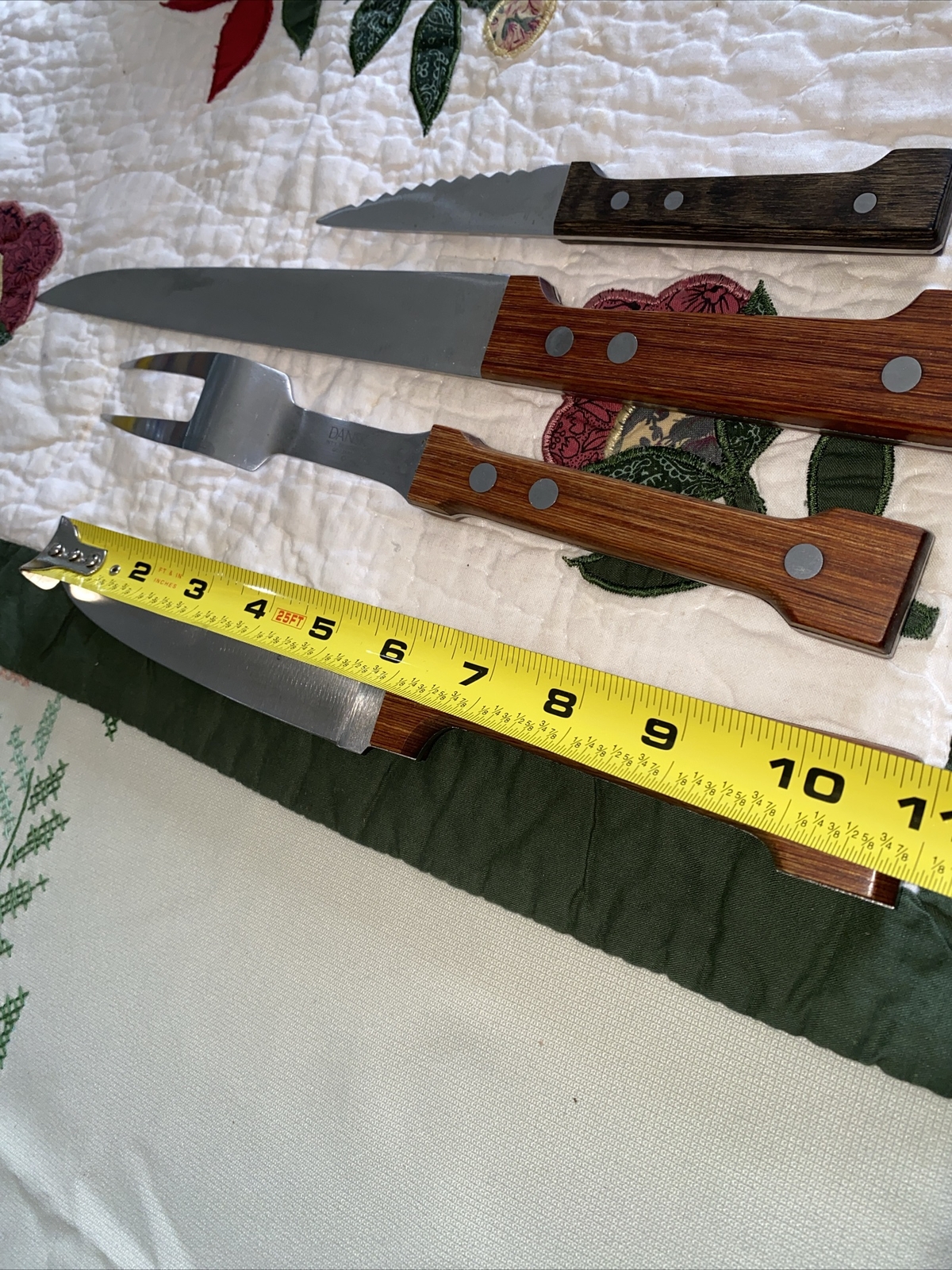 4 Vintage Dansk Gunnar Cyren Stainless Blade Slicing Carving Knife-Teak Set