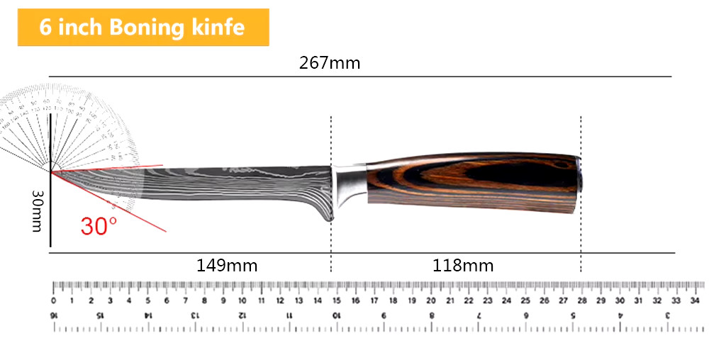 8 Piece Kitchen Knives Set Japanese Damascus Style Stainless Steel Chef’s Knife