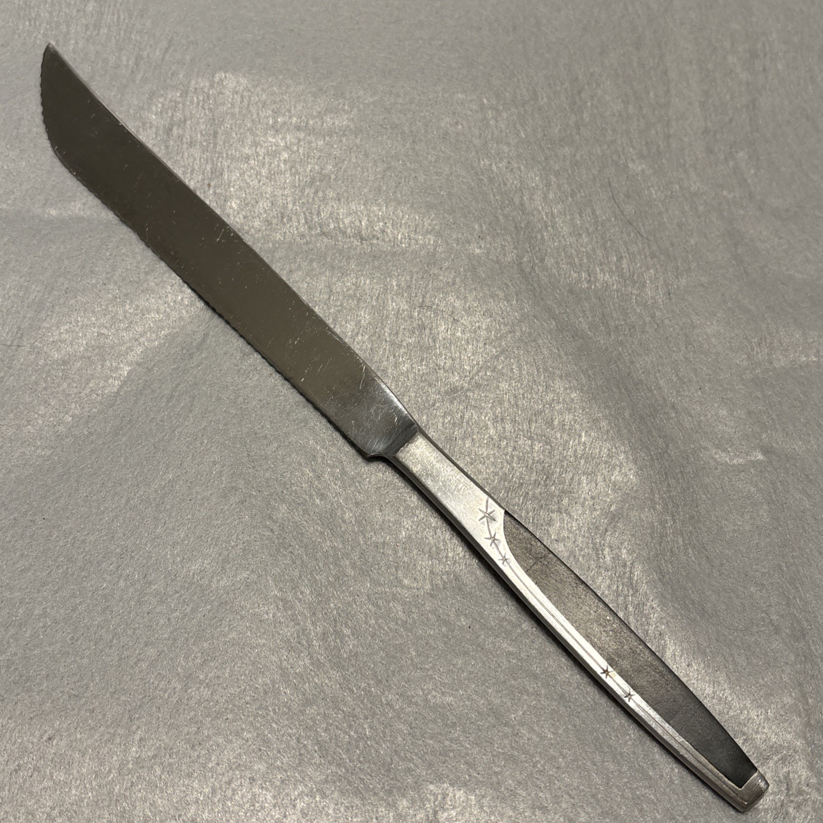 Vintage Mar-Crest Ebony Elegance Atomic Starburst Stainless 12in Serrated Knife