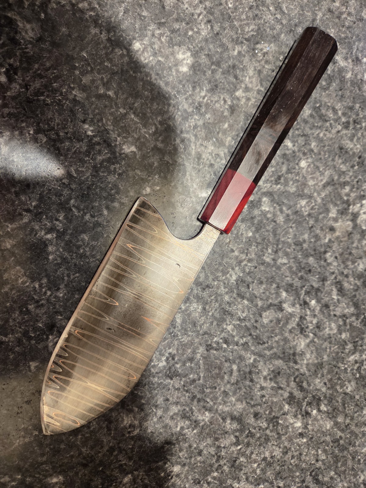 5-3/4 Inch Santuko With Baker Forge Aurora-mai Ladder Pattern Damascus Blade And