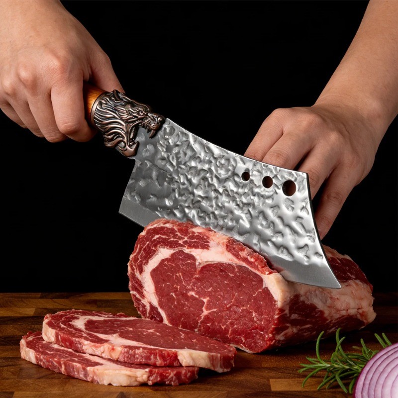 Forged Kitchen Knife Set with Scissors Sharp Chef Knives for Meat Vegetable