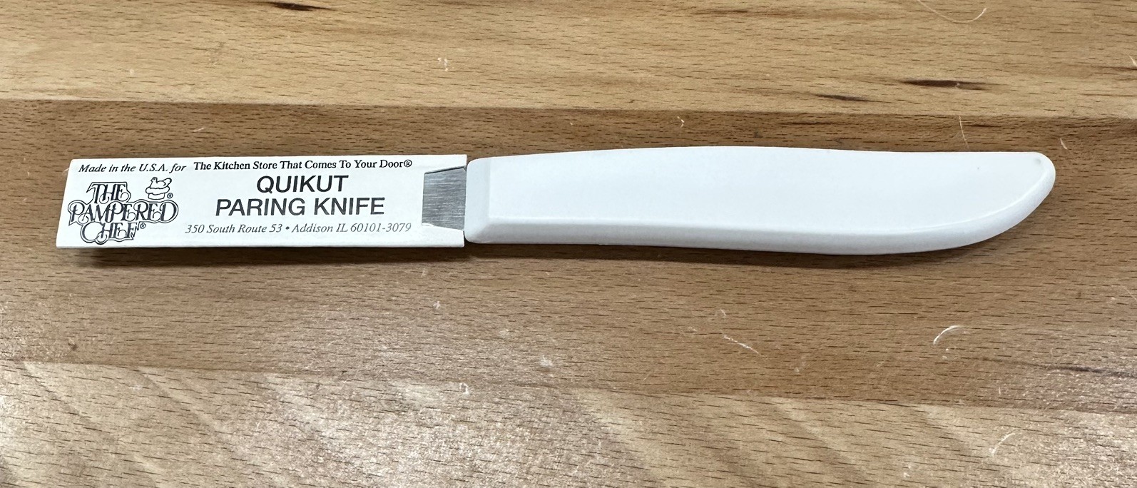 Pampered Chef Quikut Paring Knife White Handle 2.5″ Blade New in the package