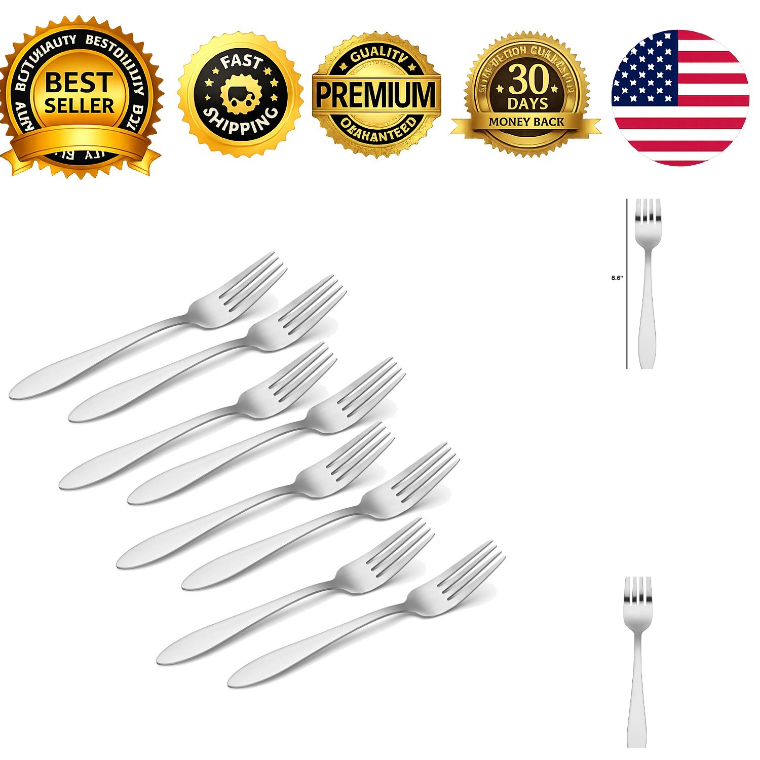 Taylor Everyday Dinner Forks Set of 8 18 0 Stainless Steel Silverware