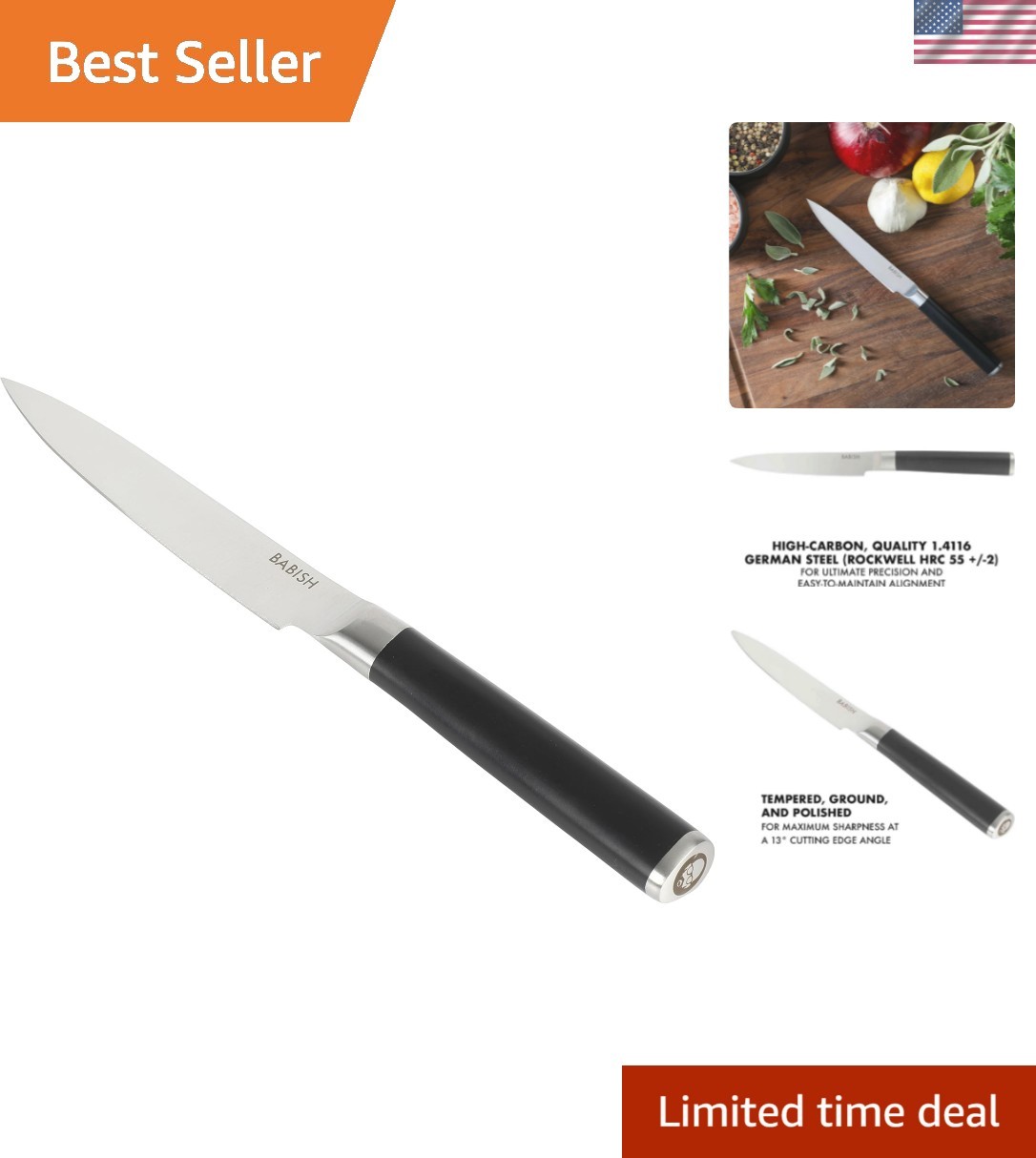 5-Inch Forged Utility Knife – High-Carbon 1.4116 German Steel Full Tang Kitch…