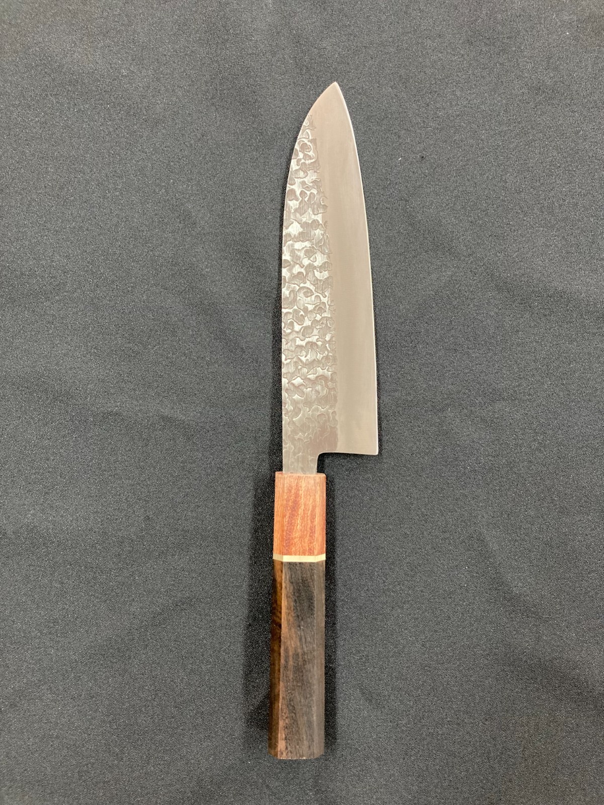 Japanese Santoku Knife 170mm Damascus Hammered Finish Wooden Handle 76