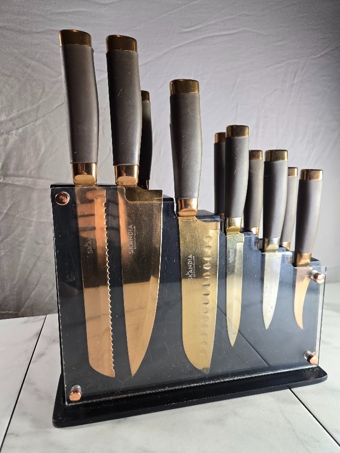 Skandia 13 Pc Cutlery Knife Set Titanium Coated Hampton Forge Butcher Steak