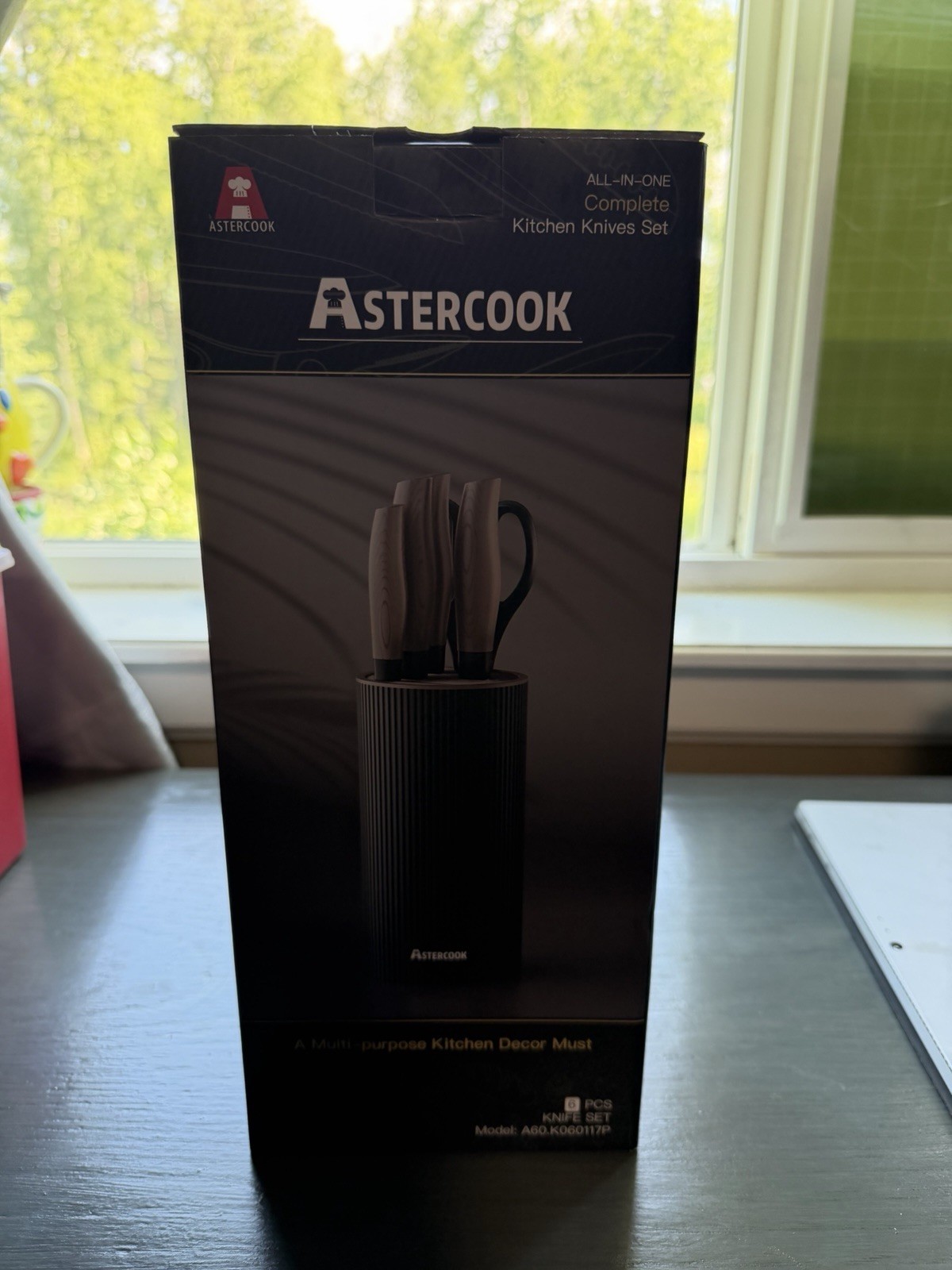 Astercook Knife Set, 6-Piece Kitchen Knife Set with Block, High Carbon Stainless