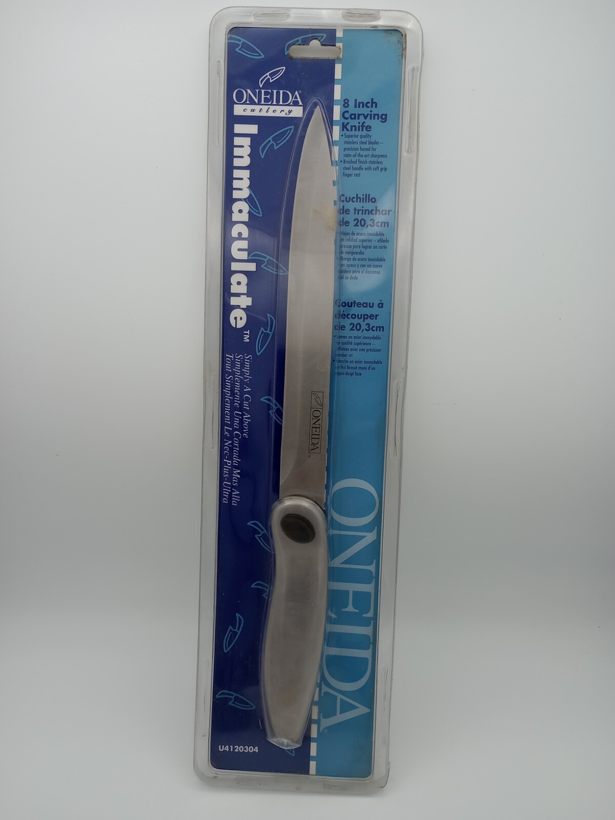 Oneida Cutlery Immaculate 8 Inch Carving Knife Stainless Steel Large Handle New