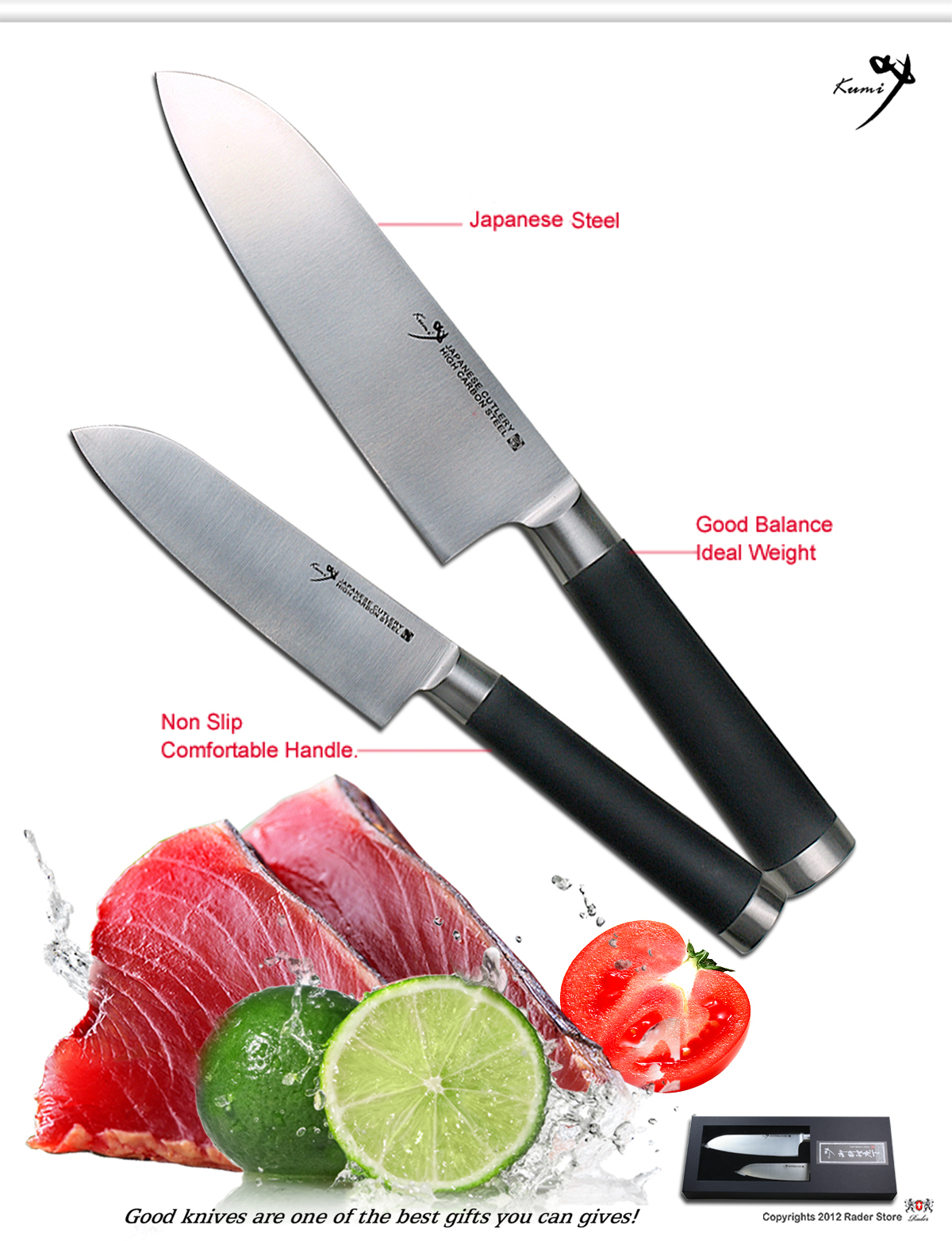 New Japanese Steel Vegetable Santoku knife 6.7″ & 4.8″ Kit Chef Kitchen Cutlery