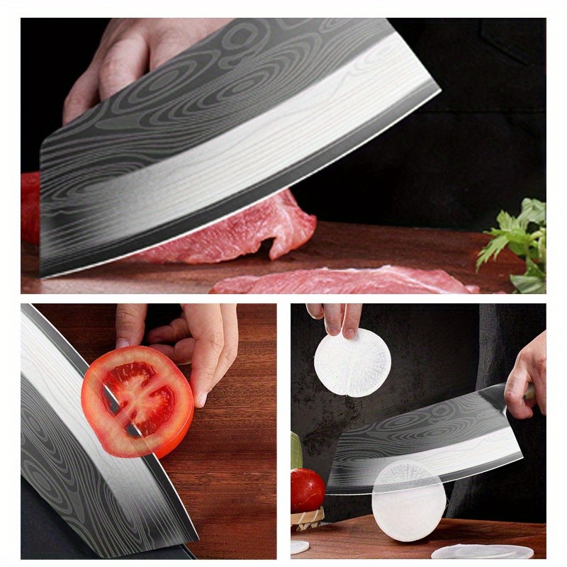 8PCS Stainless Steel Kitchen Chef Knife Set Forged Knives Wooden Block Sharpener