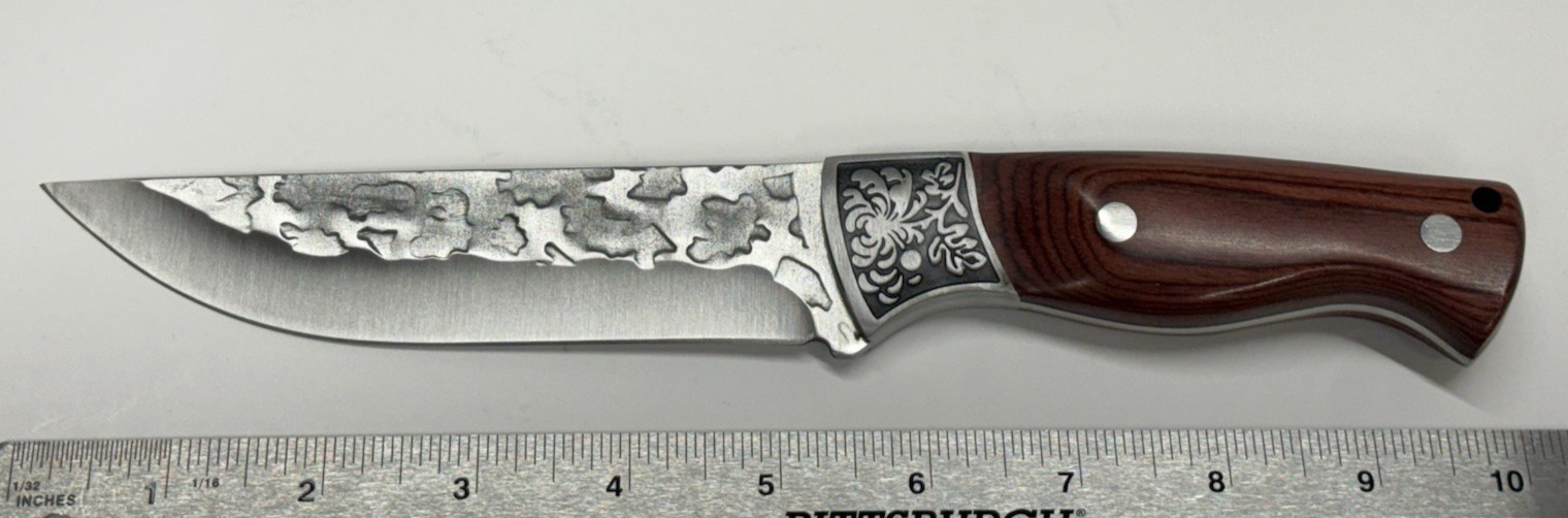 NEW Unbranded 10.25″ Fixed Blade Knife – Scrolled 5.5″ Blade with Sheath. NO BOX