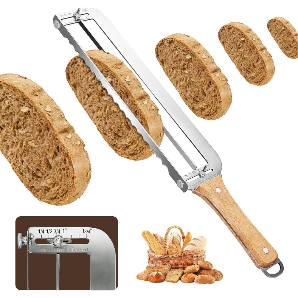 Adjustable Bread Slicer Guide for Homemade Sourdough Loaves, Manual Serrated