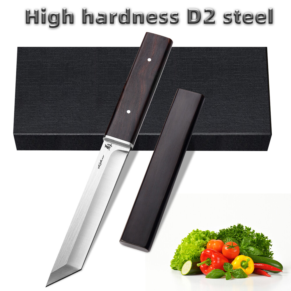 D2 Steel Fixed Blade Knife Samurai Straight Tanto Knife Sword Handmade Japanese