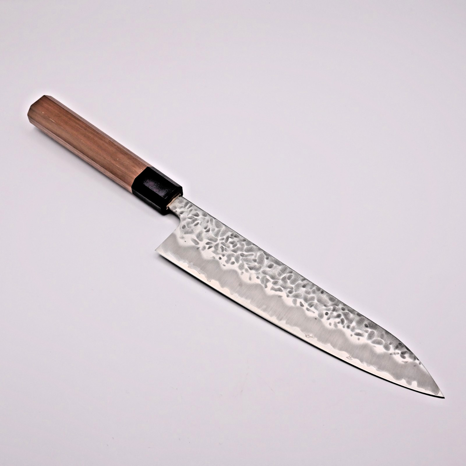 Japanese Gyuto 210mm Shirogami #1 Tsuchime Hand-Forged Walnut Wa Tosa Japan