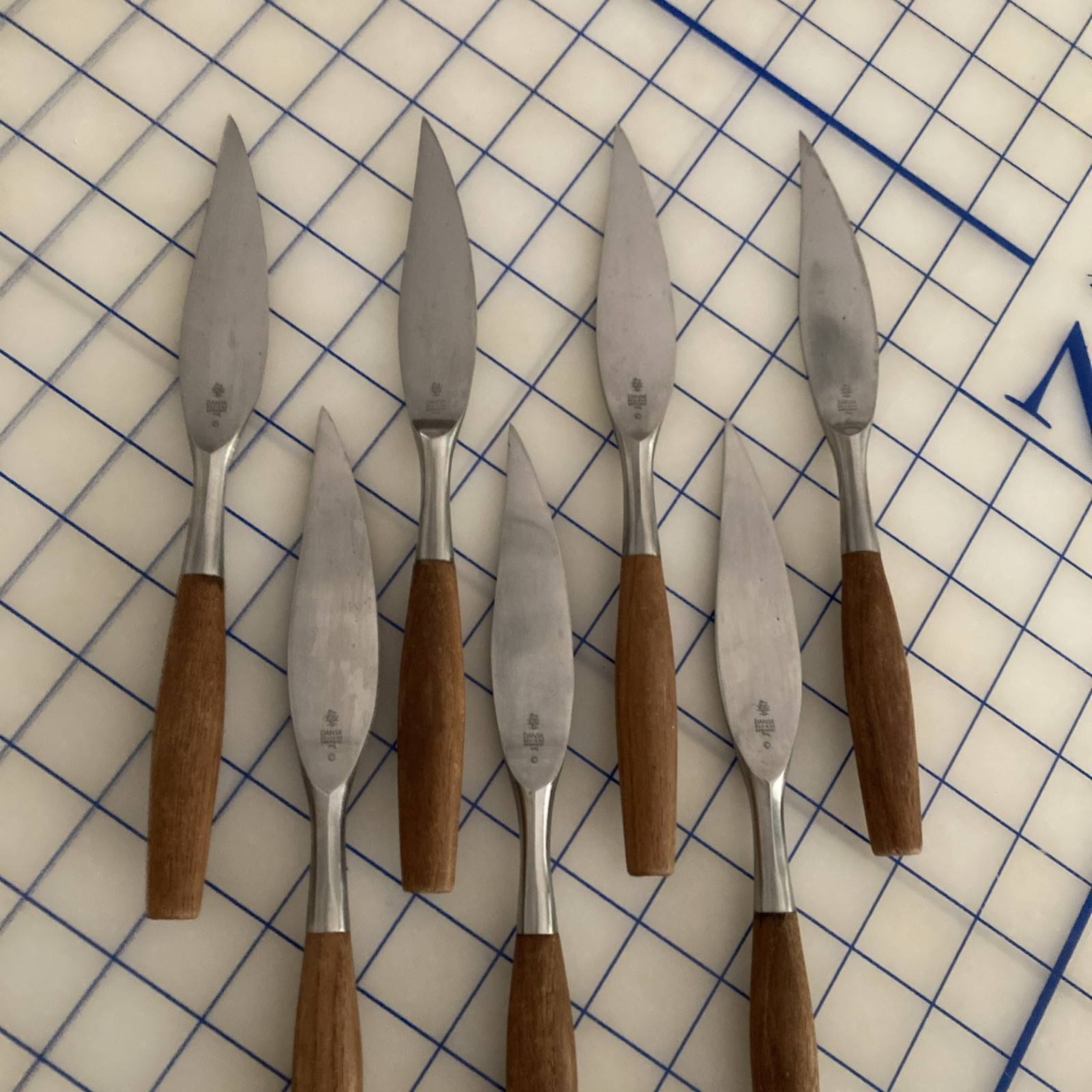 (Set of SEVEN) Dansk Fjord Steak Knives Germany IHQ Teak Handles
