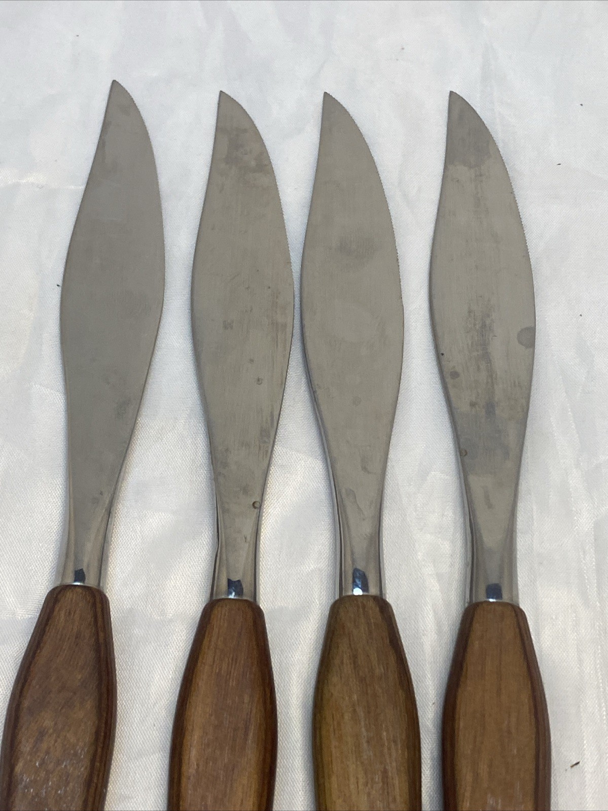 MCM Steak Knives Fleetwood Danish Style Stainless Steel Teak Wood Handle Set 4