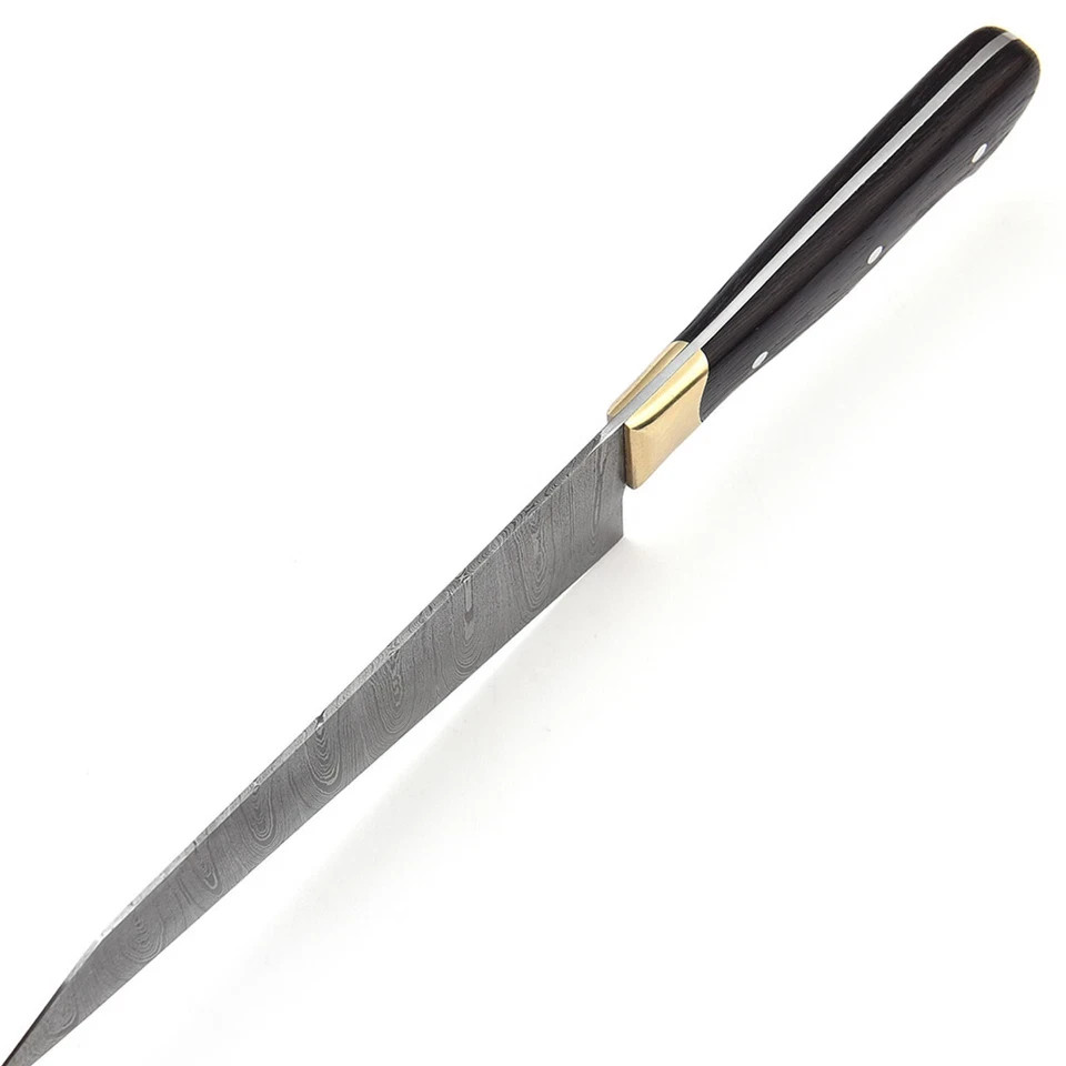 CUSTOM HAND MADE FORGED DAMASCUS STEEL BUNKA CHEF KITCHEN KNIFE 7in