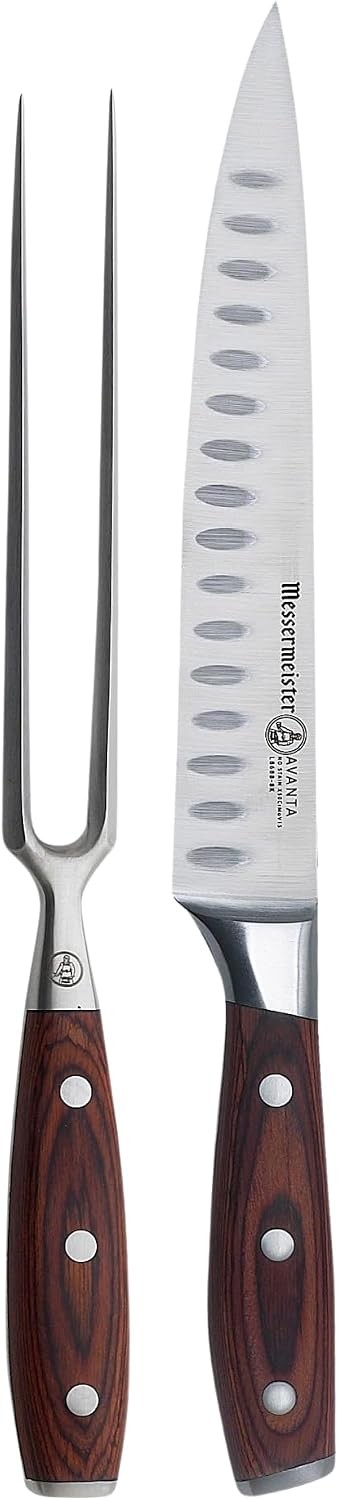 Avanta Forged Kullenschliff Carving Set – Includes 8″ & Slicing Knife 7″ Fork