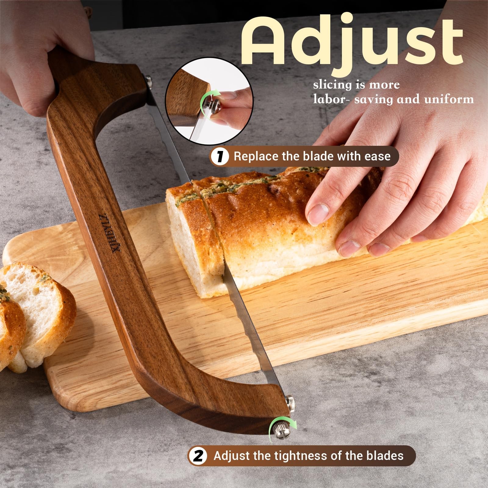 XJHEYLZ Sourdough bread knife Bread slicer for homemade bread Adjustable blade