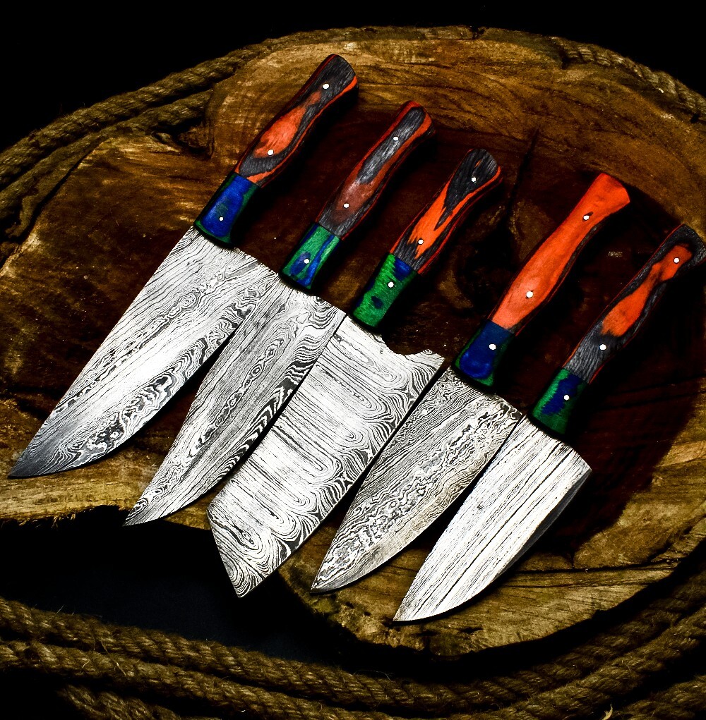 CUSTOM HANDMADE FORGED DAMASCUS STEEL CHEF KNIFE KITCHEN CHEF KNIVES SET