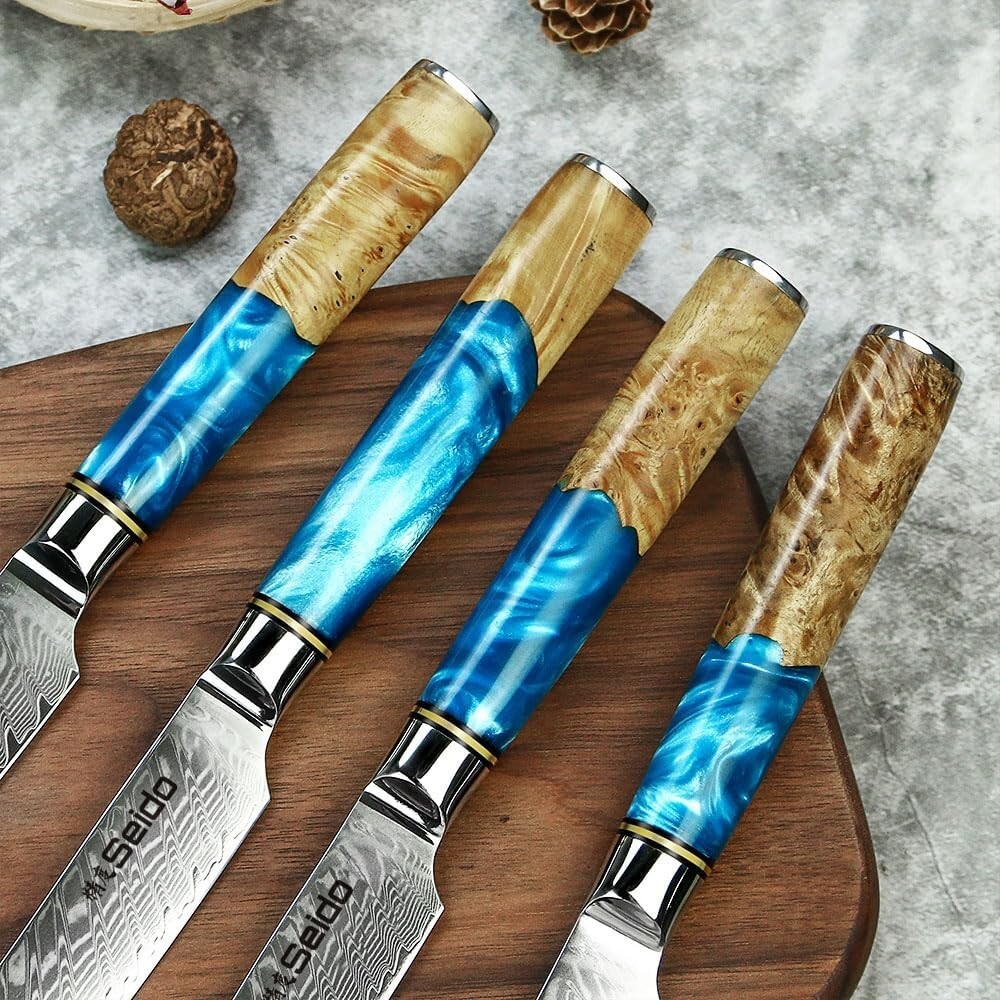 Seido Knives Executive Straight Edge Steak Knives with Japanese VG10 Steel