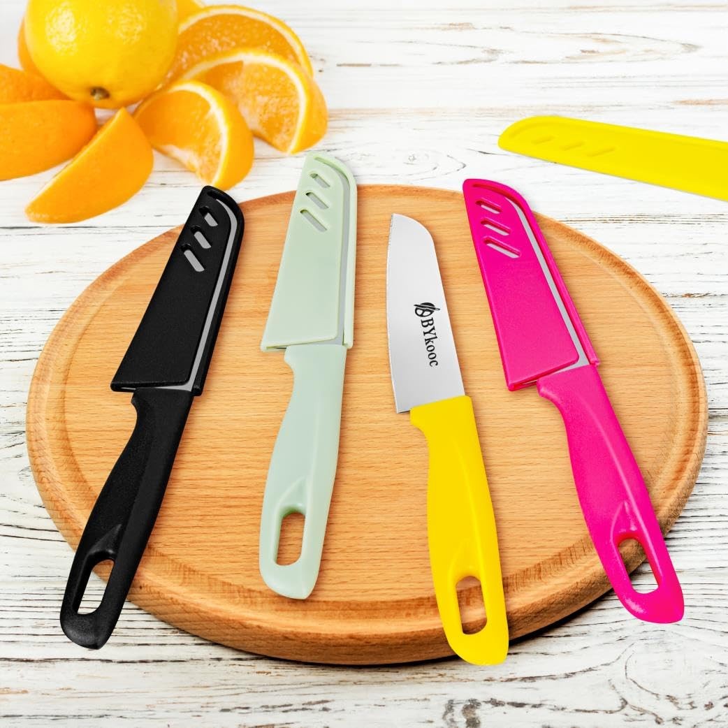BYkooc 8 pieces Paring Knives (4PCS Peeling Knives and 4PCS Knife Sheath), Ul…