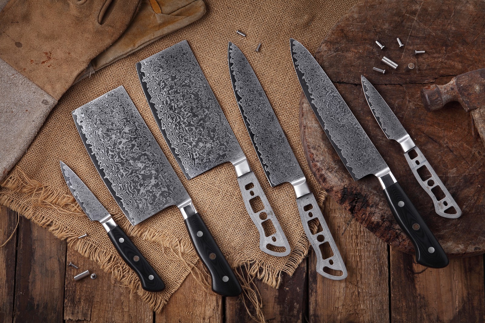 KATSURA Japanese Damascus AUS 10 woodworker Bread knife blanks 8 inch-no logo