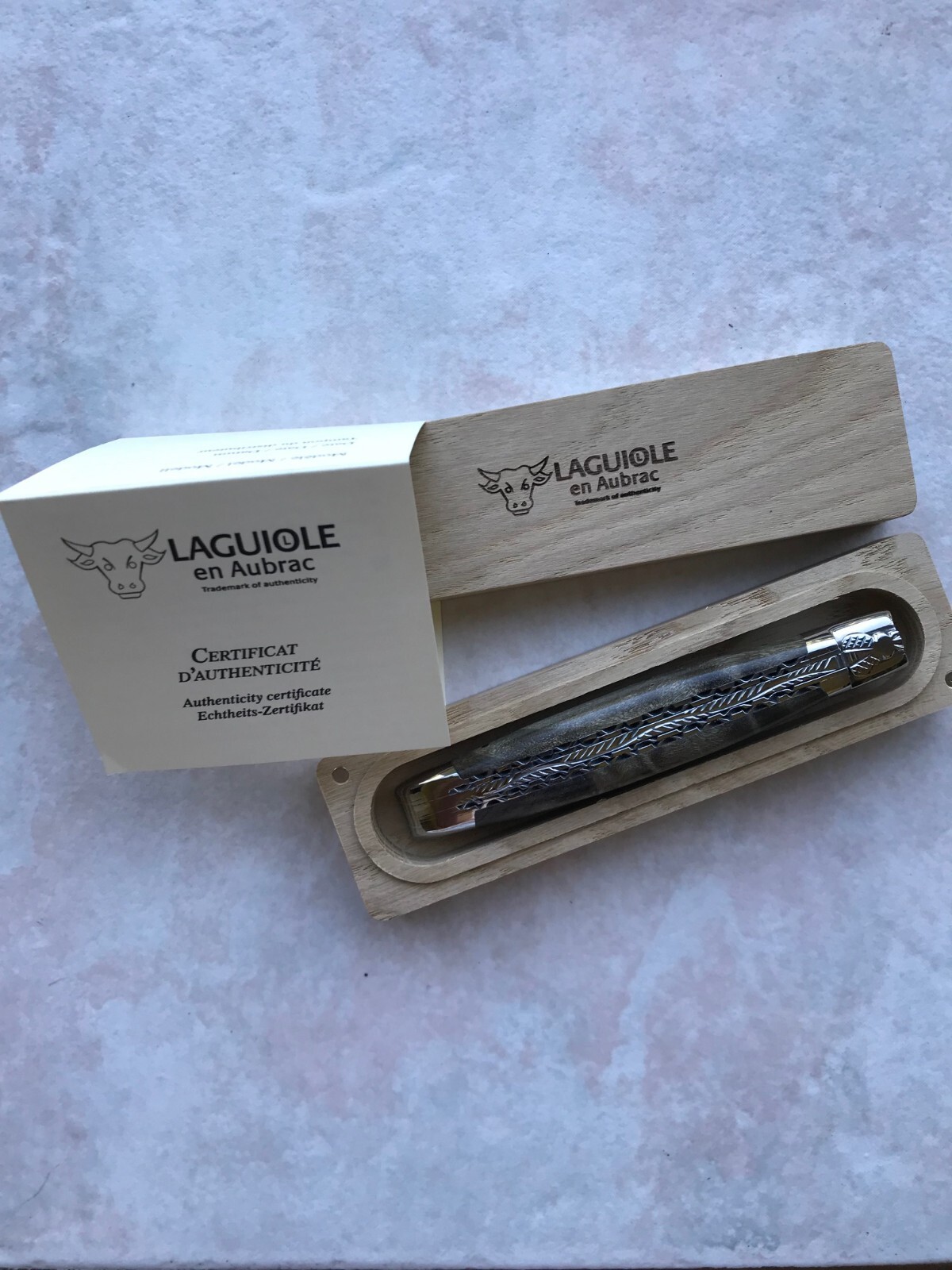 Laguiole En Aubrac Luxury Folding Pocket Knife W/ Poplar Burl Handle, 4.75-In