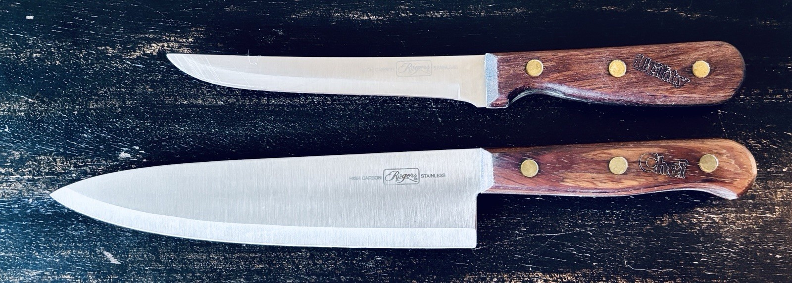 Vintage Rogers High Carbon Stainless 2 Piece Knife Set 13″ Chef & 10.5″ Utility
