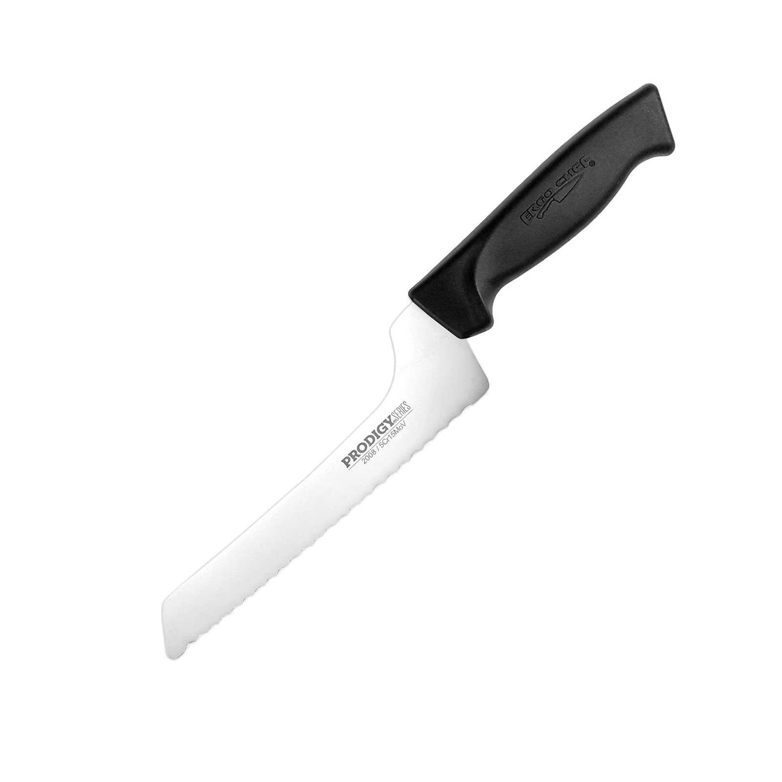 8 Inch Prodigy Serrated Offset Bread Deli Knife Comfort Grip Handle Black