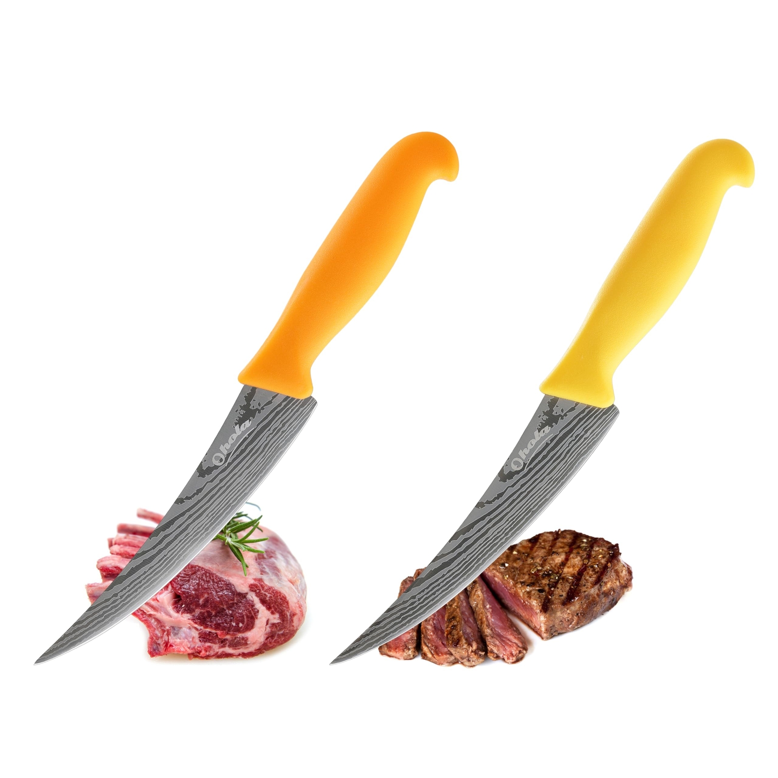 2PCS Curved Boning Knife 6 Inch Deboning Knife Premium Stainless Steel Fillet