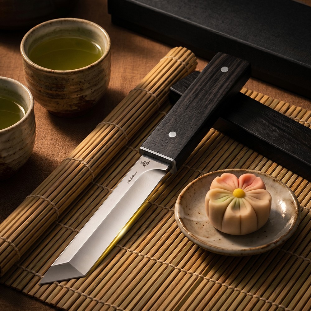 D2 Steel Fixed Blade Knife Samurai Straight Tanto Knife Sword Handmade Japanese