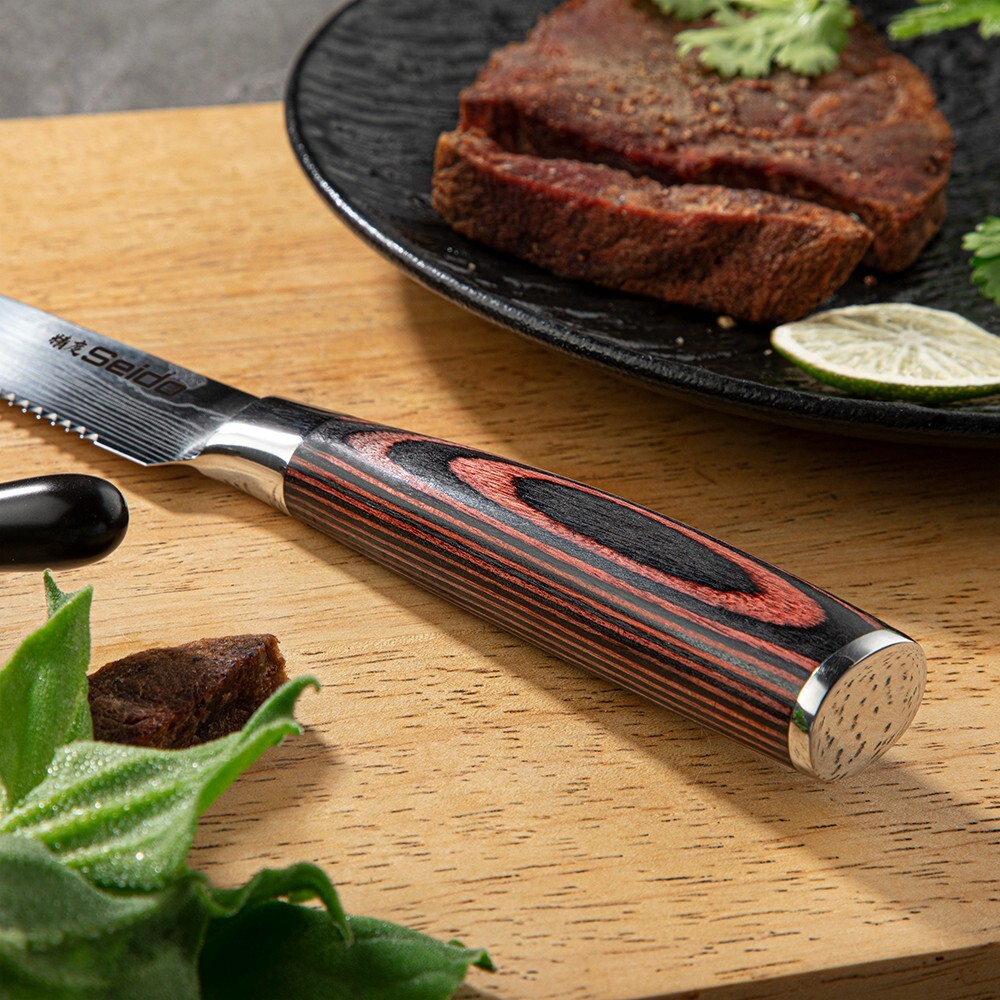 Seido Knives 5-Piece Stainless Steel Serrated Steak Knives Table Cutlery