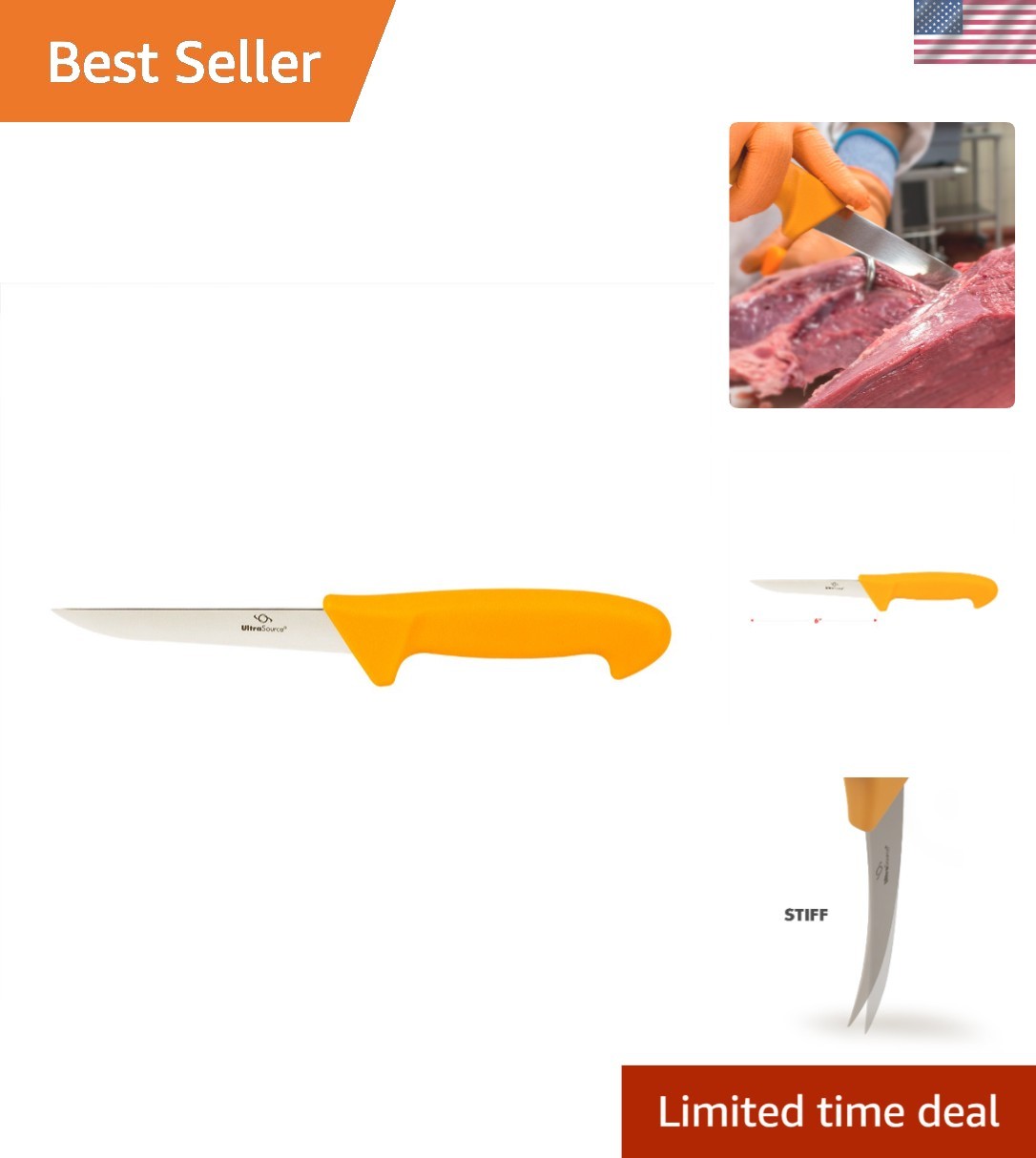 6-Inch Molybdenum Steel Boning Knife with Ergonomic Handle for Precision Cuts
